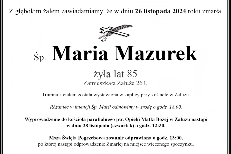 Zmarła Maria Mazurek